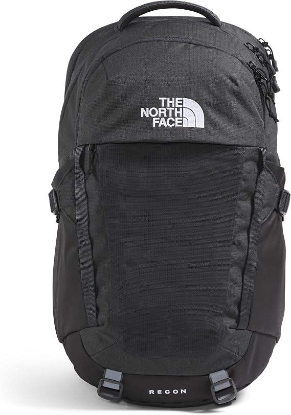 Black backpack with The North Face logo on a white background