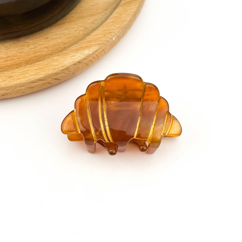 TheDivaSoap - Mini Croissant Hair Claw Clip, Acetate Food-Themed Hair Clip
