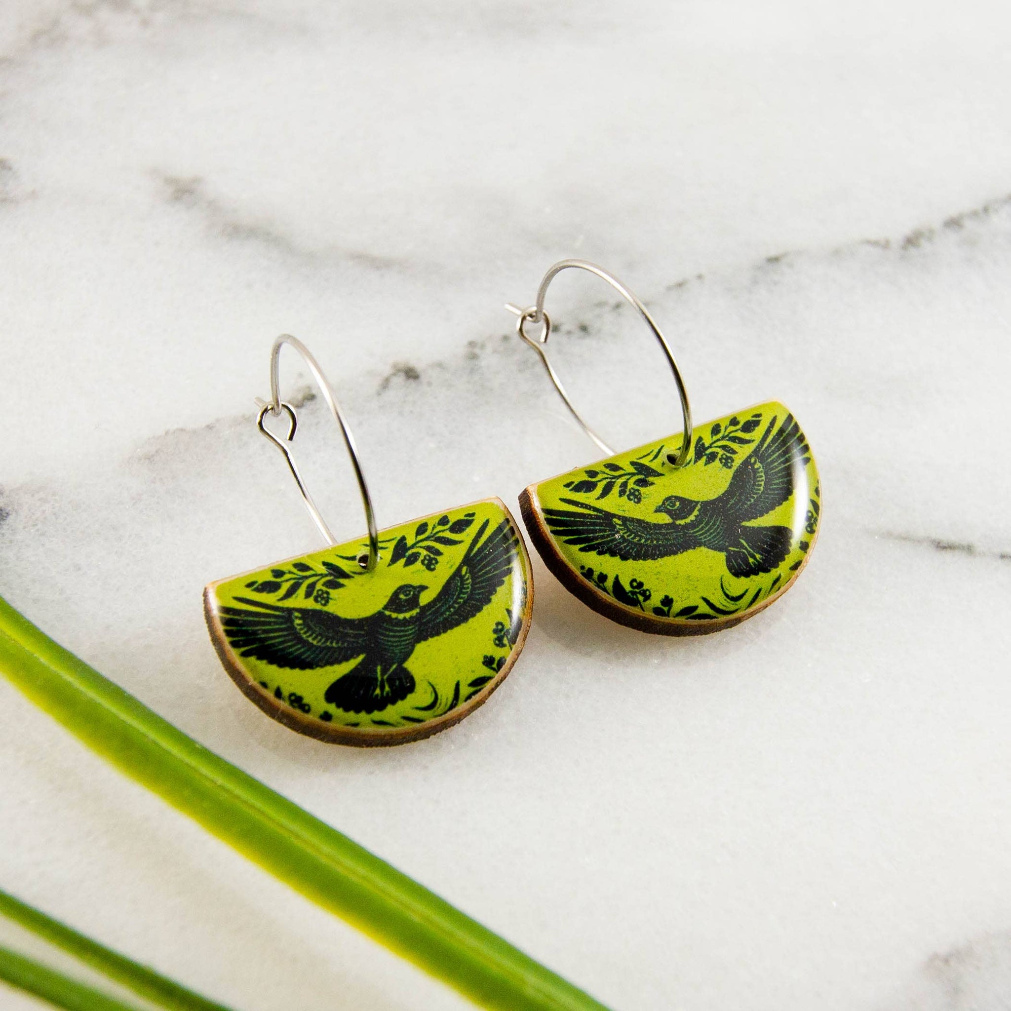 Citron Raven  Hoop Earrings