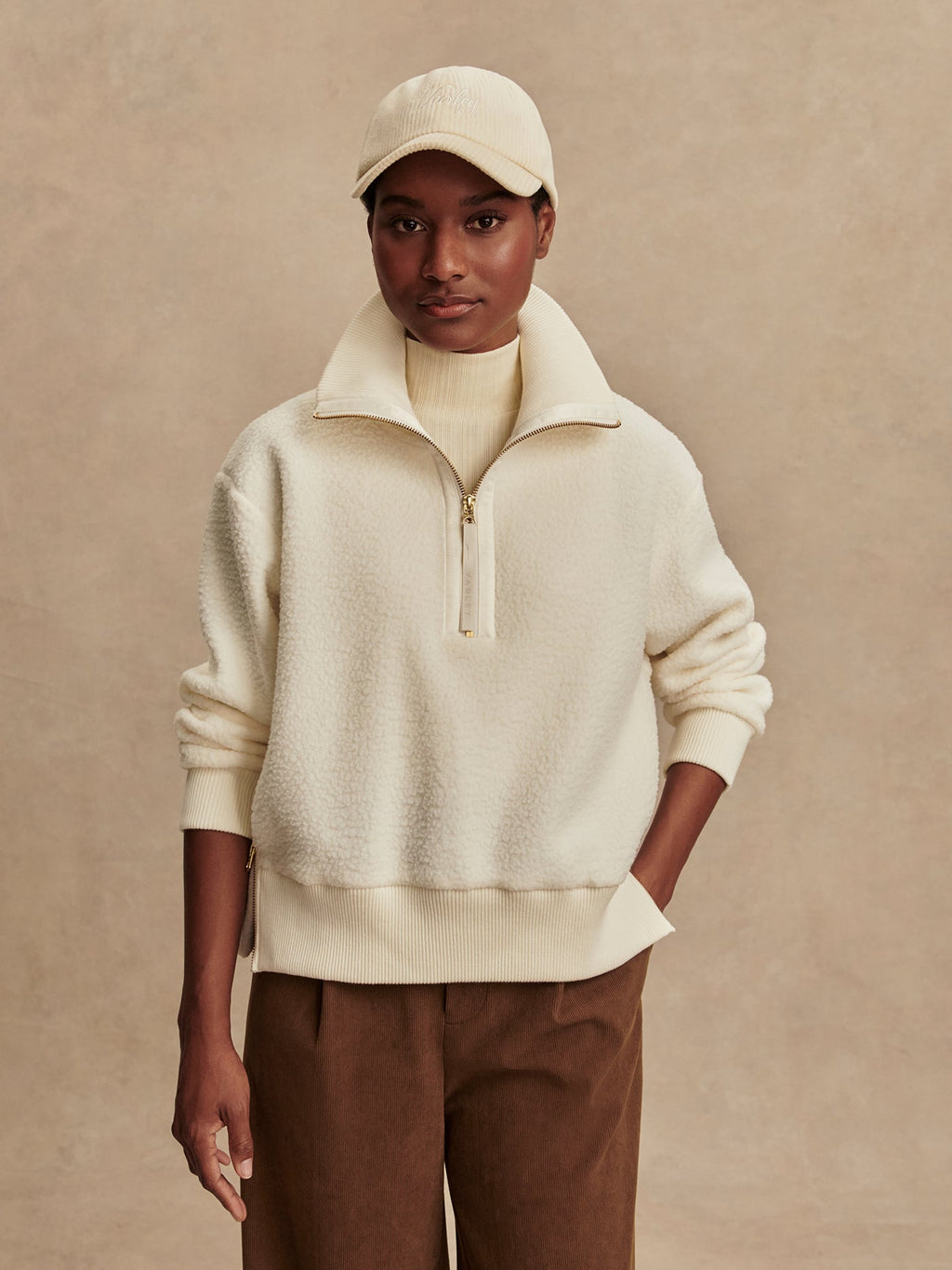 Women's Roselle Half Zip Fleece |Egret