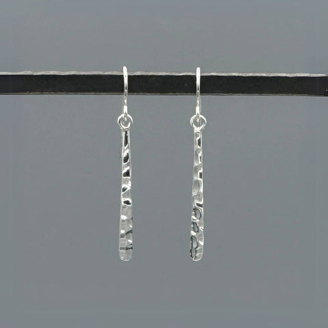 Silver Hammered Linear Earrings