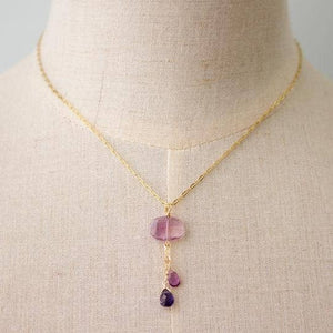 Dangle Y Necklace: Amethyst