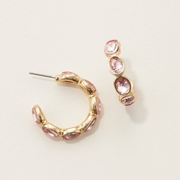 Color Rhinestone Hoop Earrings
