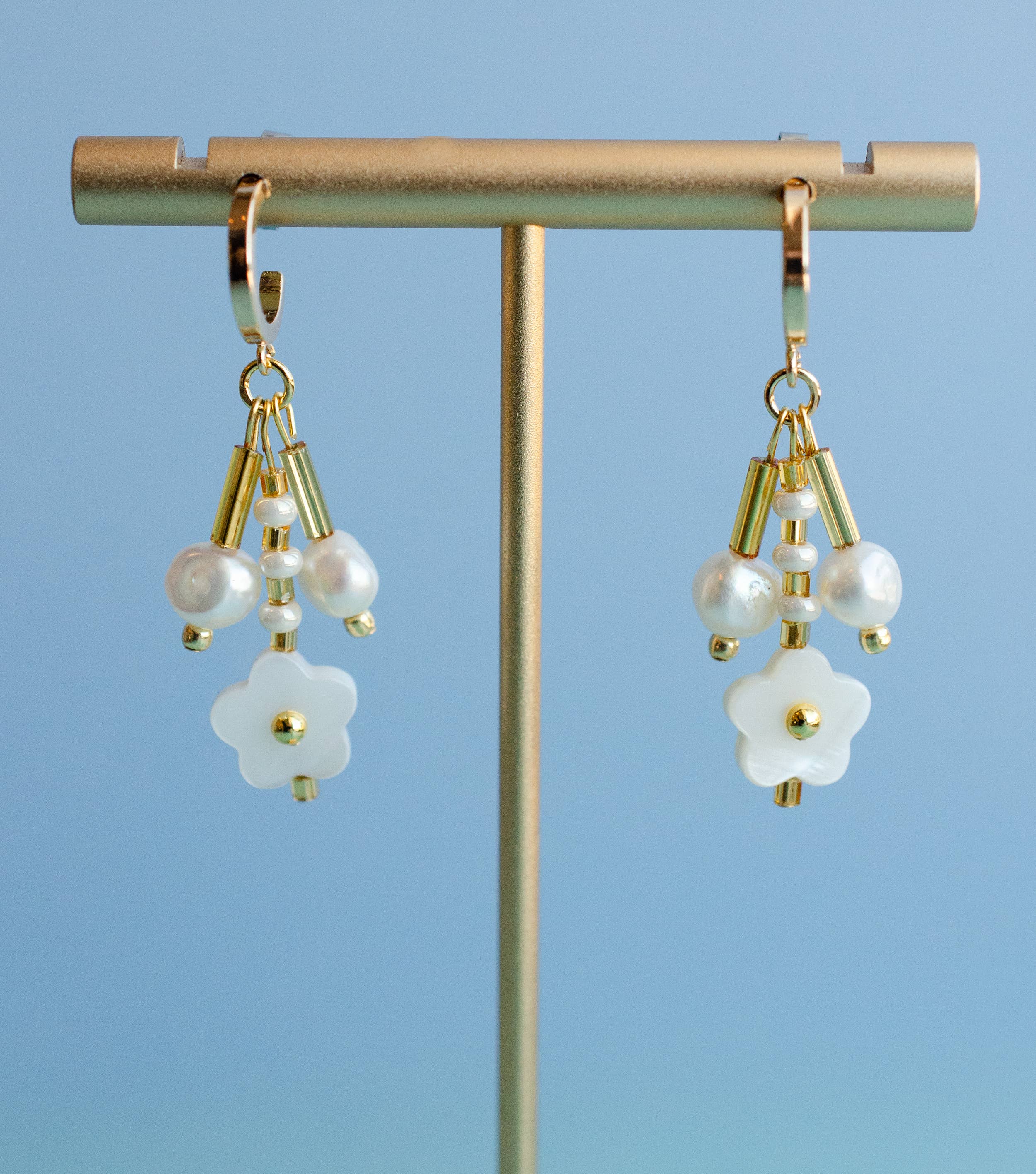 Pearl Flower Dangle Earrings