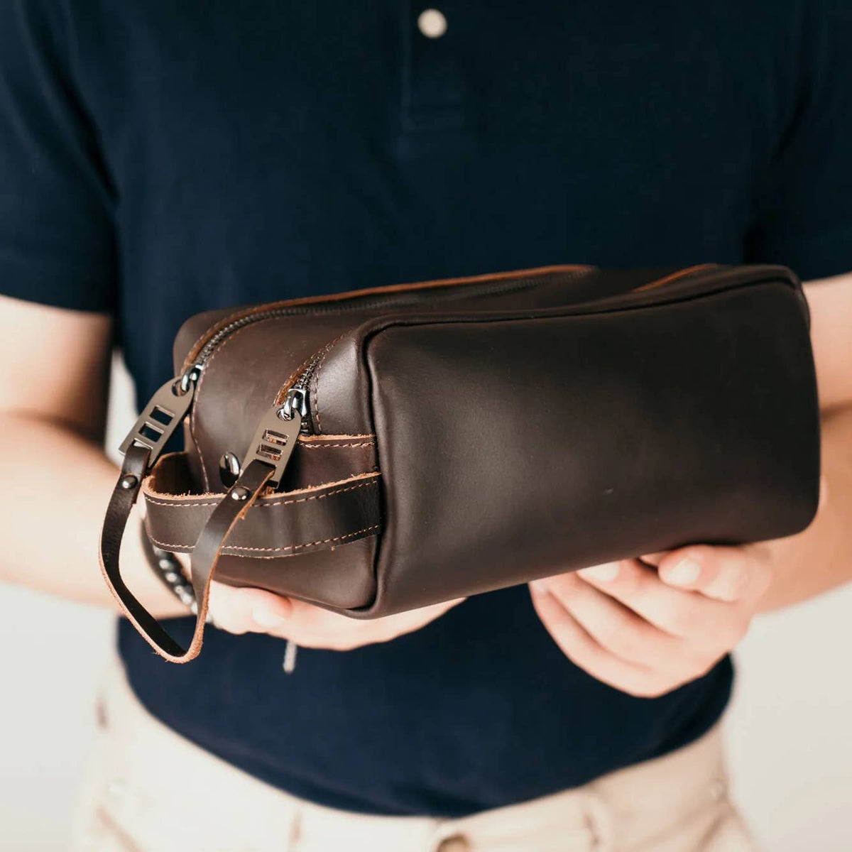 Leather Double Zipper Bag