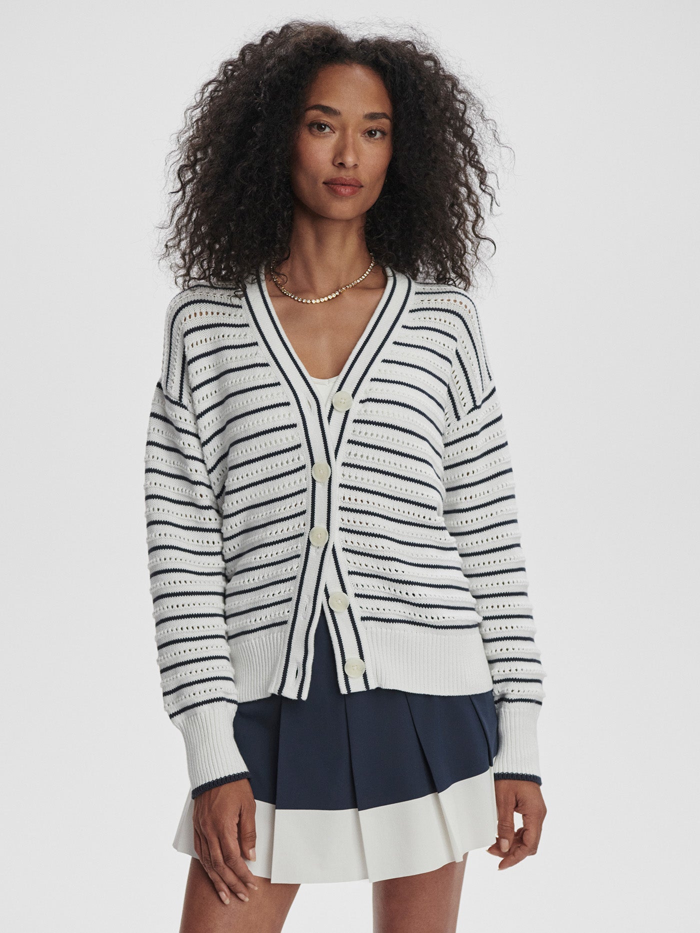Women's Antonia Relaxed Cardigan | White/Blue Nights