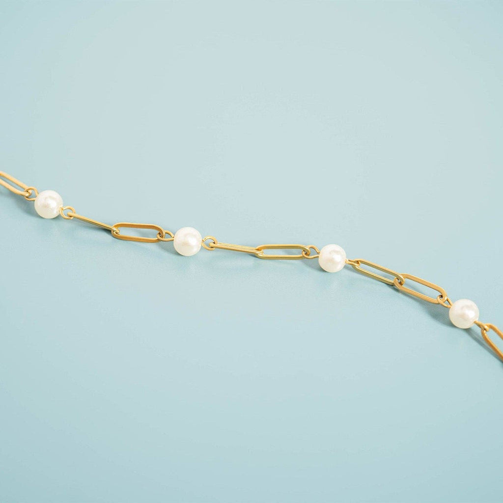 Pearl Paperclip Chain Bracelet