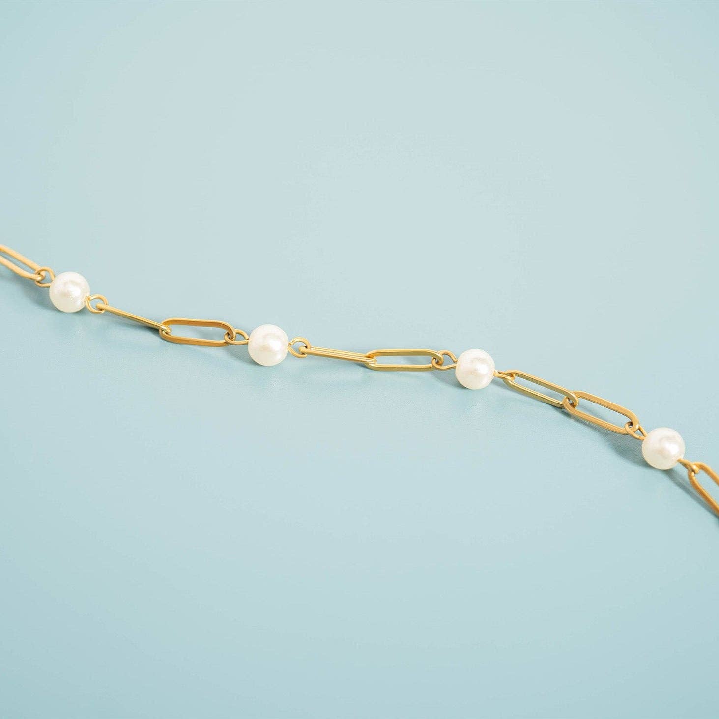 Pearl Paperclip Chain Bracelet