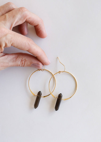 Hoops - Smoky Quartz