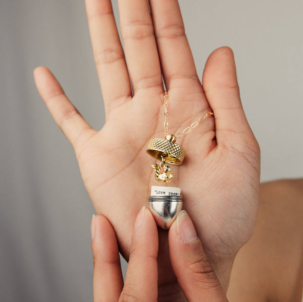 Personalized Acorn Locket Necklace