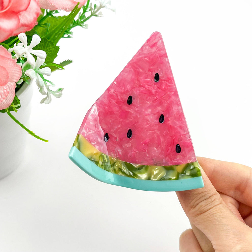 TheDivaSoap - Triangular Watermelon Claw Clip, Acetate Fruit Hair Clip