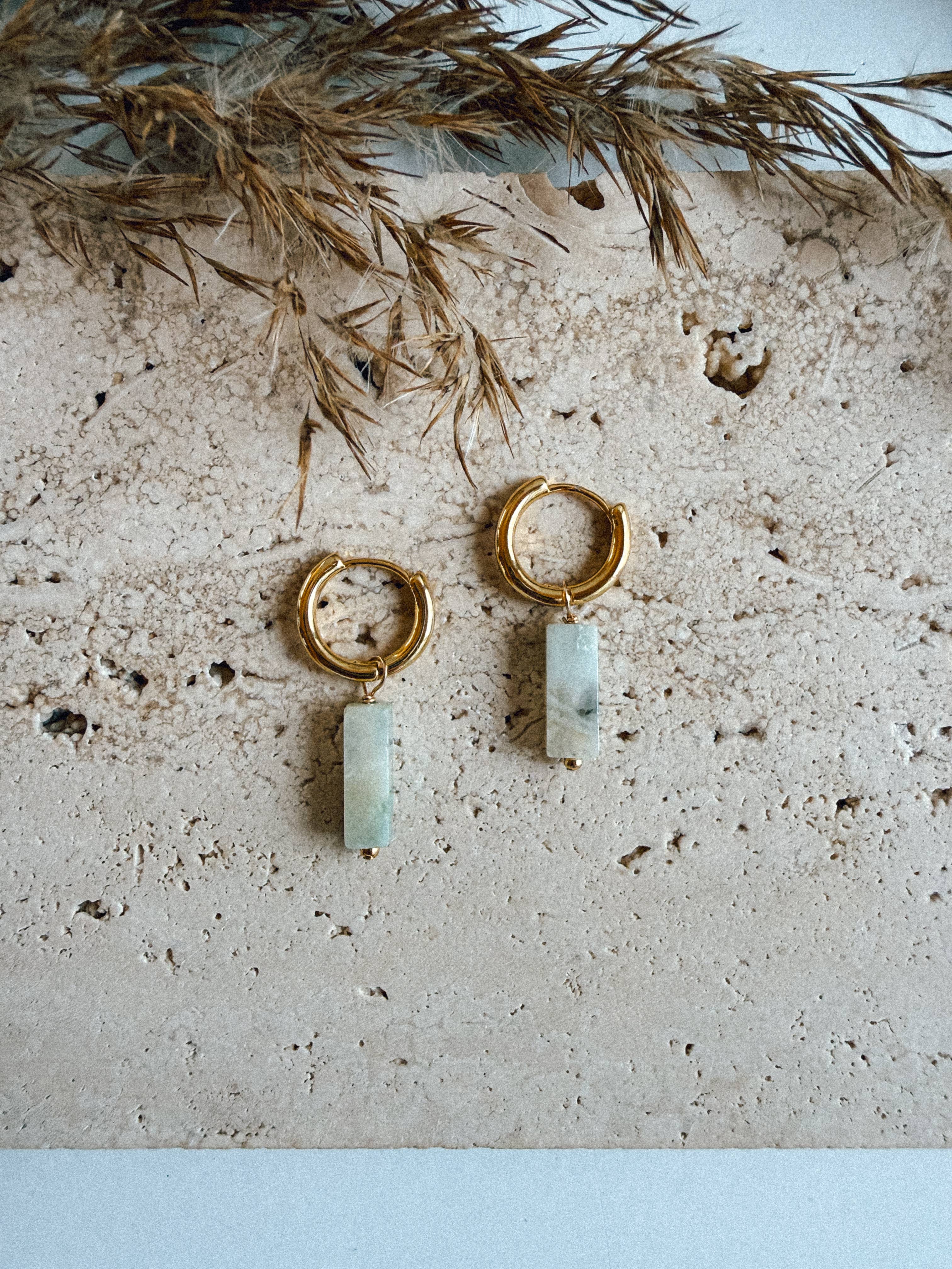 Amazonite Rectangle Hoop Earrings