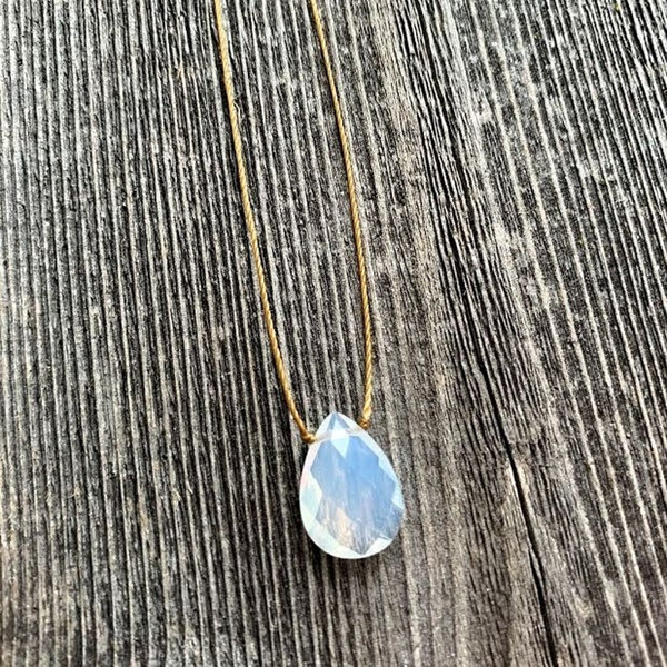 Opalite Teardrop Necklace: 18 inches