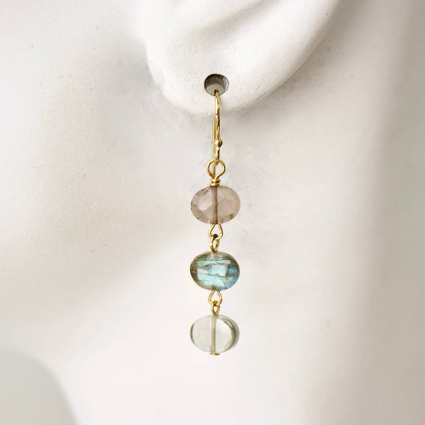 Mini Semi Stack Earrings: Smoky/Lab