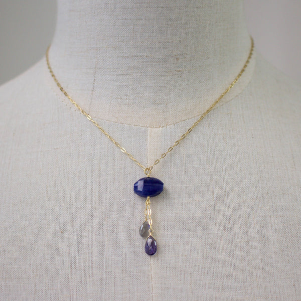 Dangle Y Necklace: Amethyst