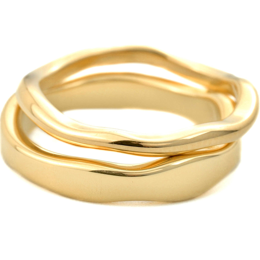 Blueyejewelry - Stackable Gold Wave Ring Set - Tarnish-free Stainless Steel