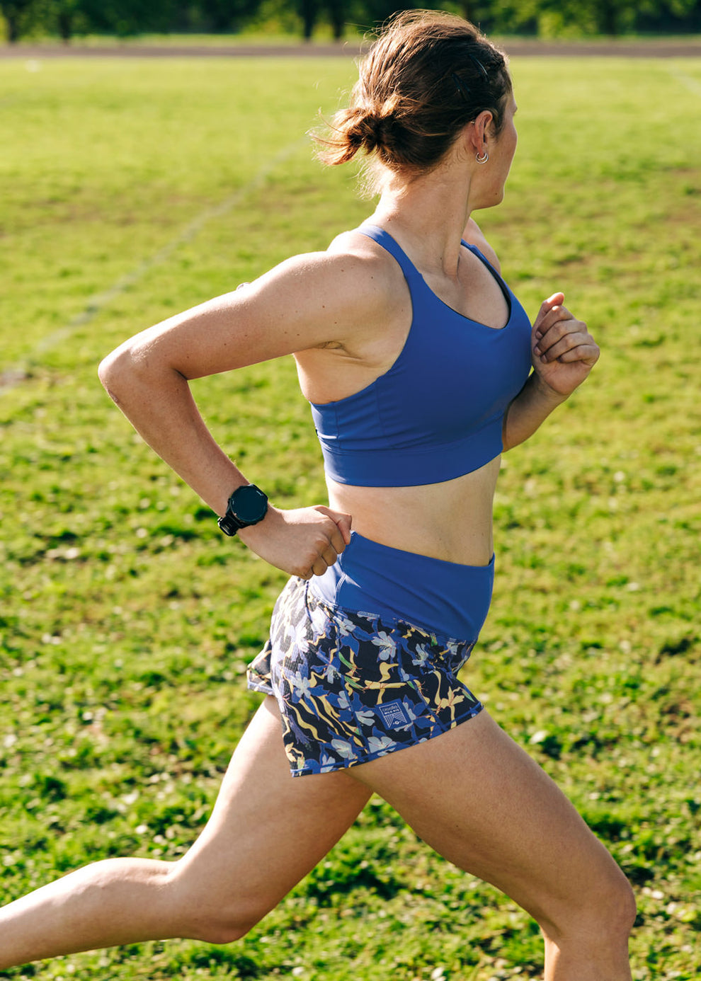 Women's High Rise Roga Shorts |Ink Blue Aquila Bloom