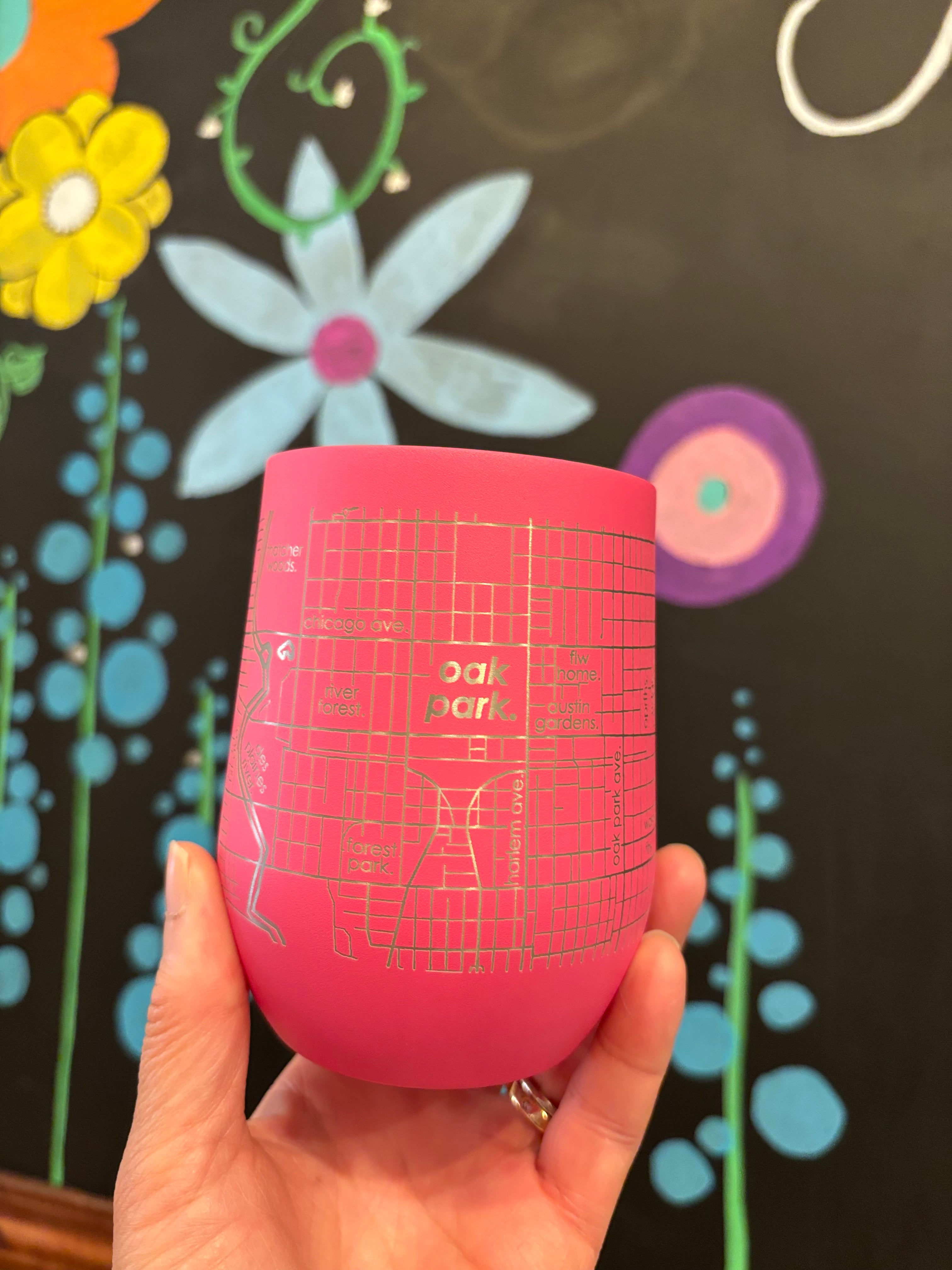 Oak Park Etched Wine Tumbler | 12 oz