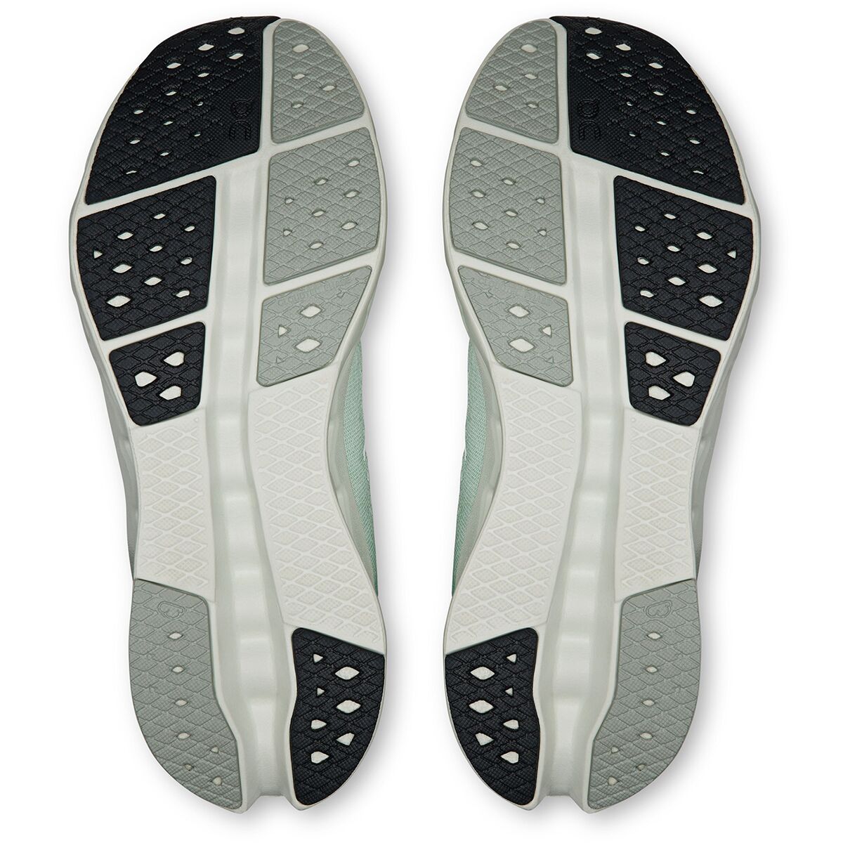 Top view of two shoe insoles with a white background
