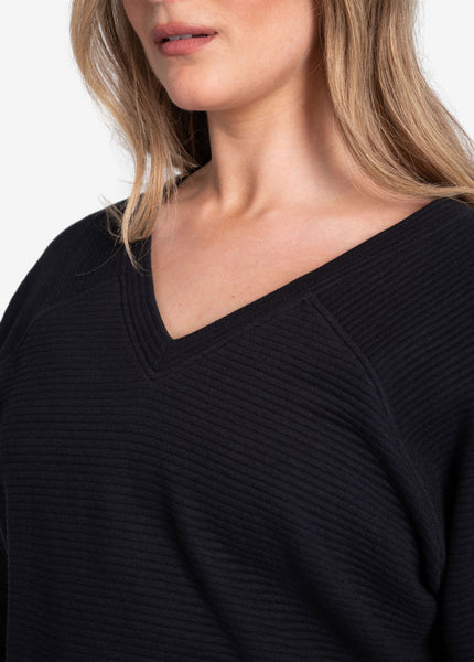 Women's Ottoman V-Neck Pullover | Black