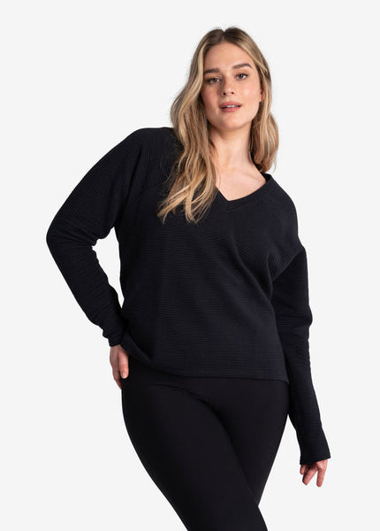 Women's Ottoman V-Neck Pullover | Black