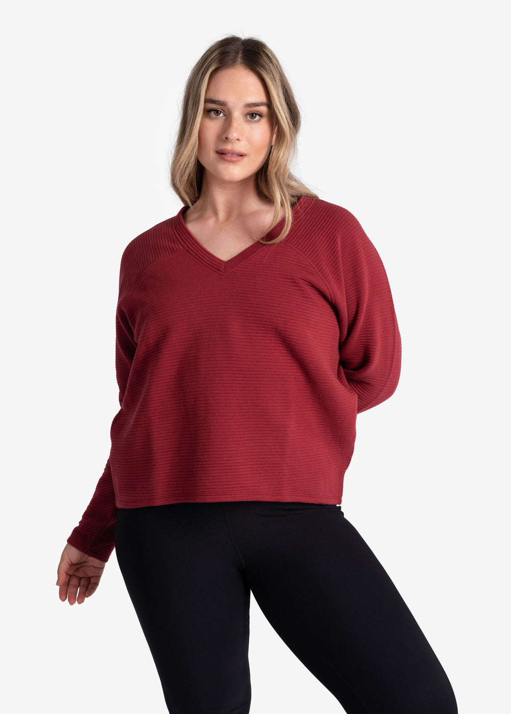 Women's Ottoman V-Neck Pullover | Merlot