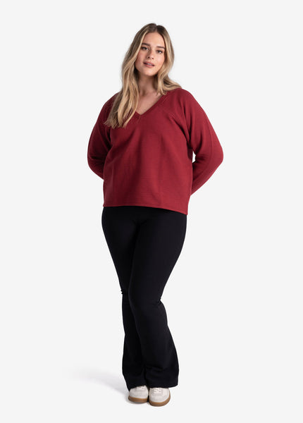 Women's Ottoman V-Neck Pullover | Merlot