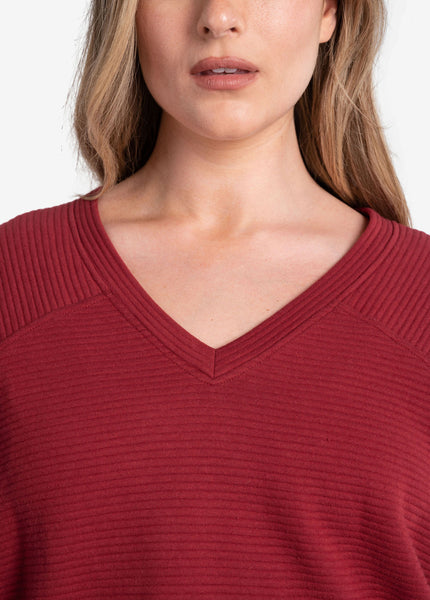 Women's Ottoman V-Neck Pullover | Merlot