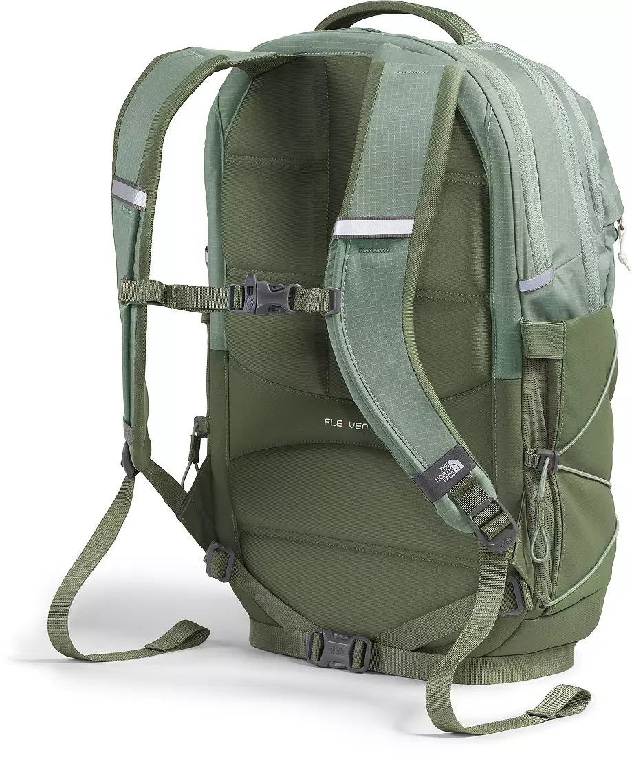 The North Face Fule Light backpack in sage green, shown from a three-quarter rear view on a white background.