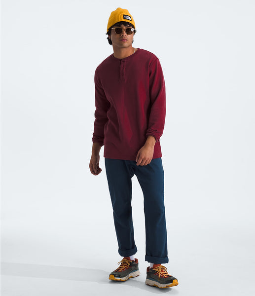 Men's Waffle Long Sleeve Henley | Beetroot