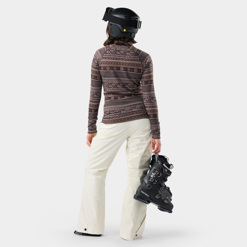 Women's Merino Thermal 1/4 Zip | Mocha Fair Isle Fun