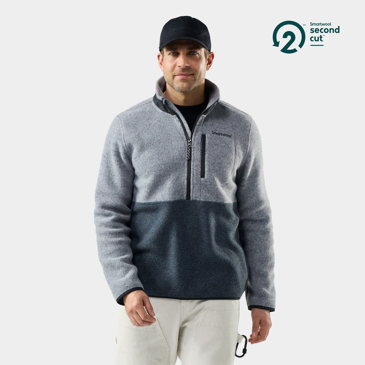 Men's Second Cut Fleece 1/2 Zip |Gray Navy
