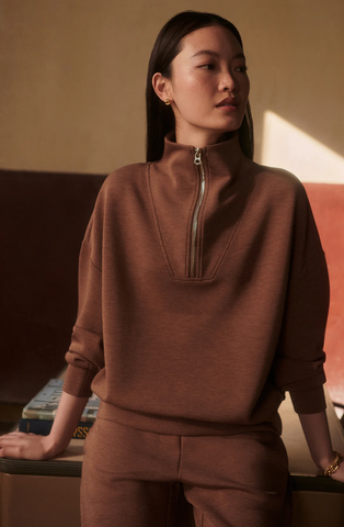 Women's Hawley Half Zip Sweater | Golden Bronze Marl