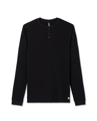 Men's Waffle Henley| Black