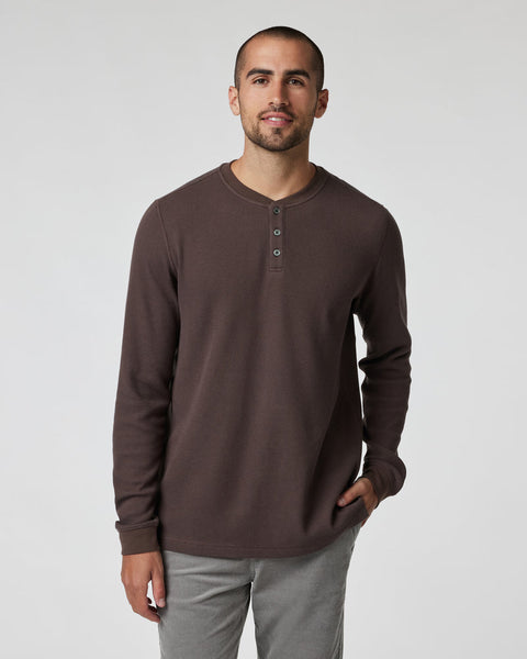 Men's Waffle Henley| Java