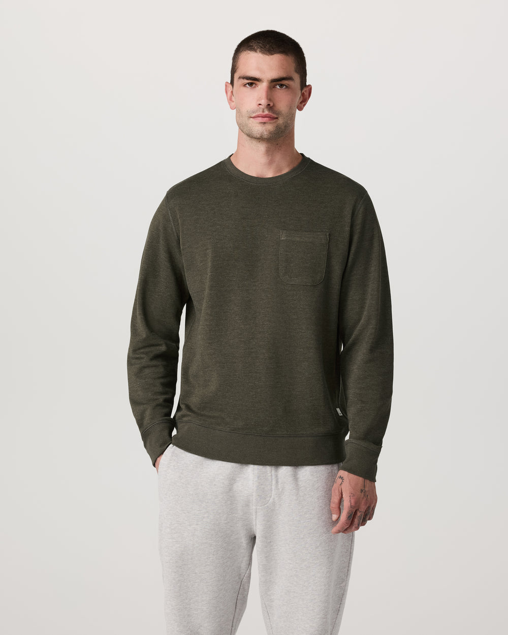 Men's Jeffreys Crew 2.0 | Olive Heather