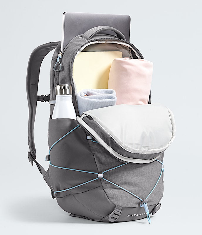 north face borealis backpack zinc grey The Women's Commuter Laptop Backpack, Clay Grey/Cavern Grey, One Size draw smartphone access The North Face Borealis Backpack