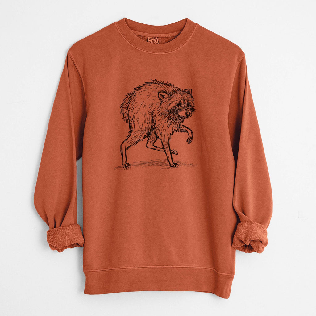 Because Tees - Short-Spine Seattle Raccoon - Unisex Pigment Dyed Crew Sweatshirt