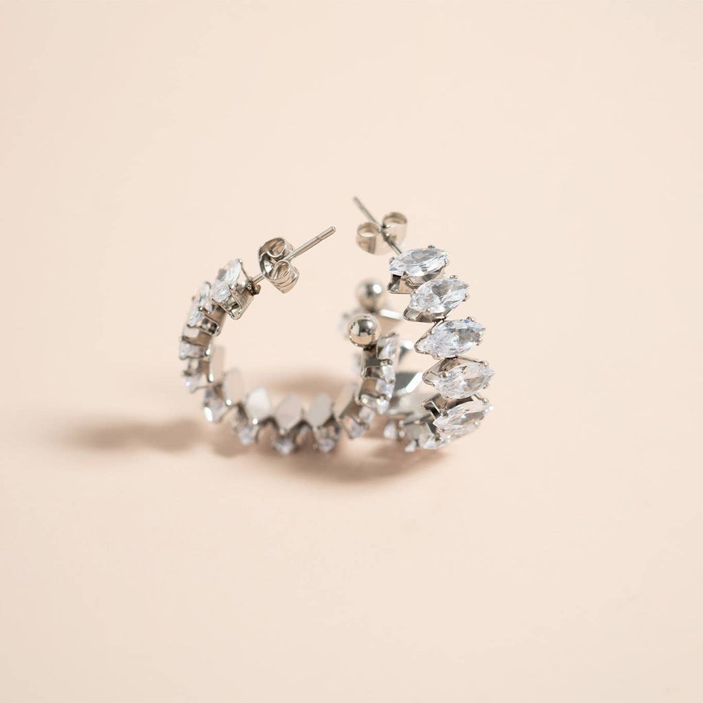 Marquis Stone Hoop Earrings