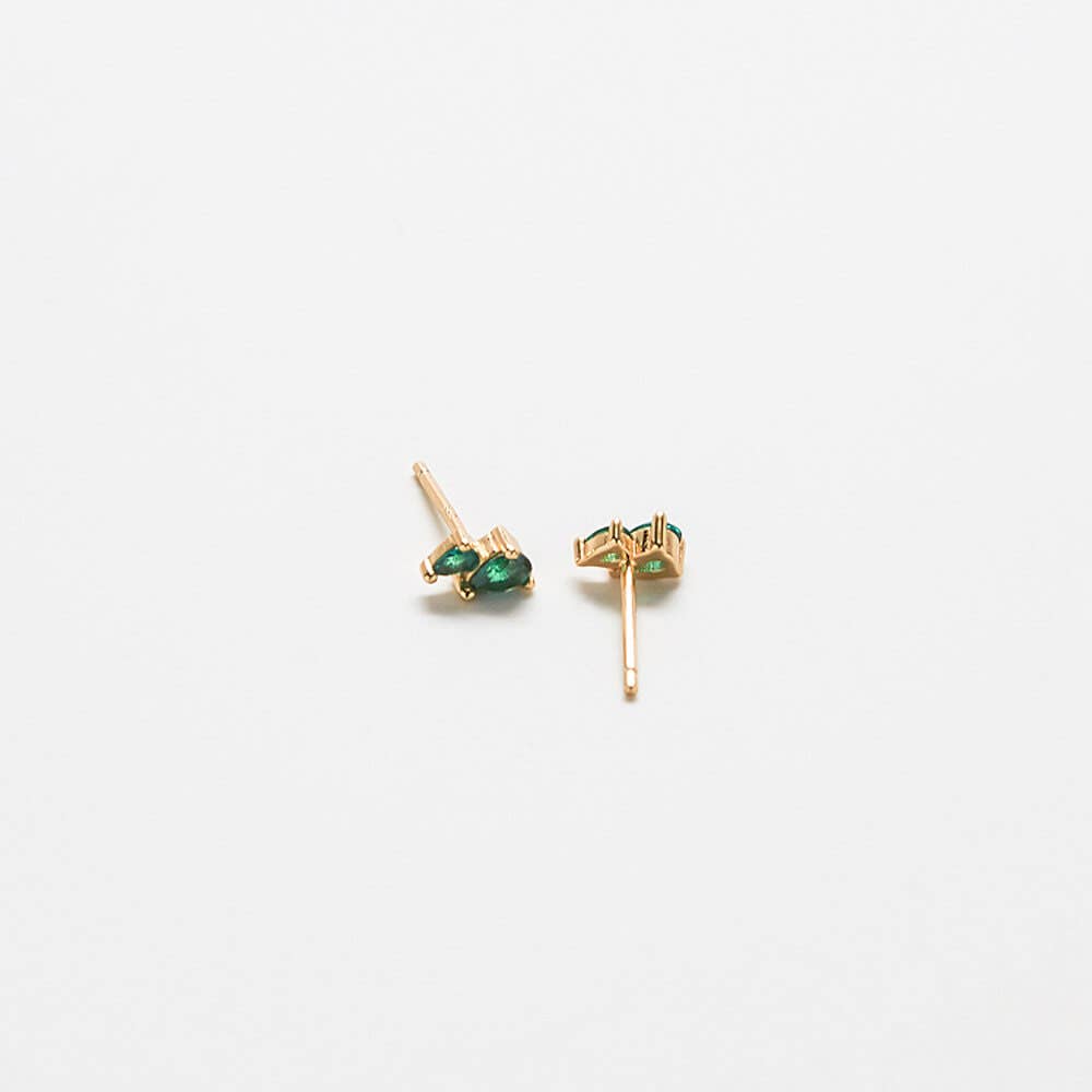 Green Double Teardrop Earrings