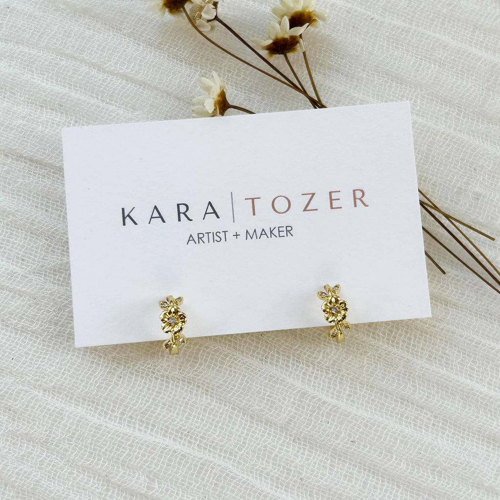 Mini Gold Flower Hoops