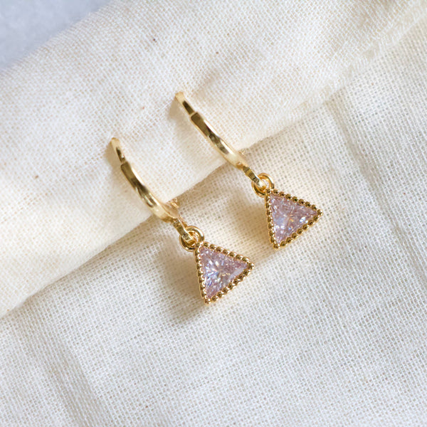 CZ Triangle Huggie Earrings