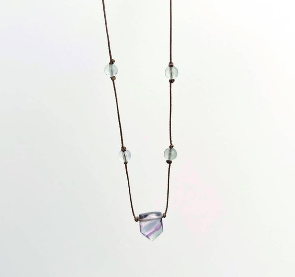 Fluorite Shield Cord Necklace