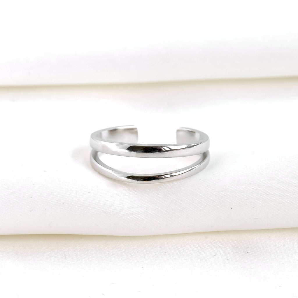 Blueyejewelry - Dainty Layered Open Ring - Stainless Steel Double Band Ring