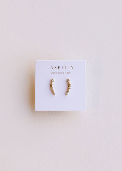 Crawler - Champagne CZ - Gold Earrings