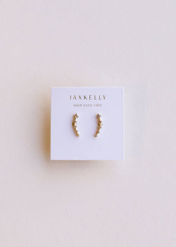 Crawler - Champagne CZ - Gold Earrings