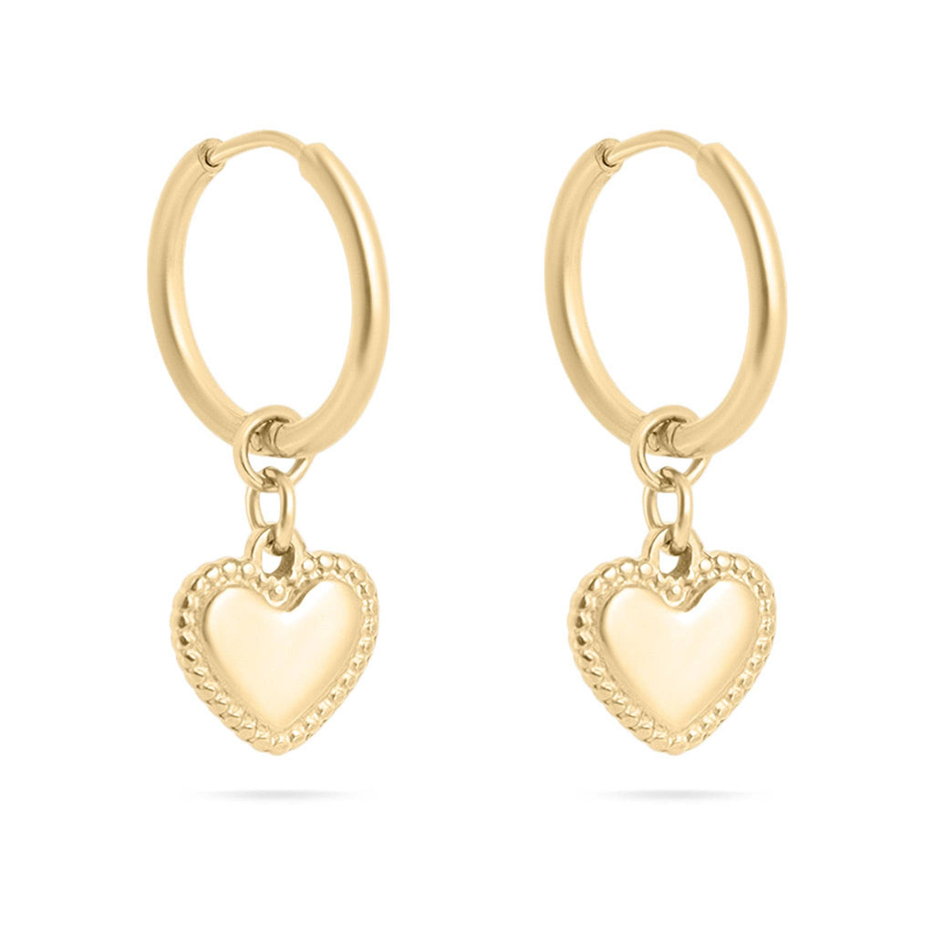 Heart Pendant Hoop Earrings