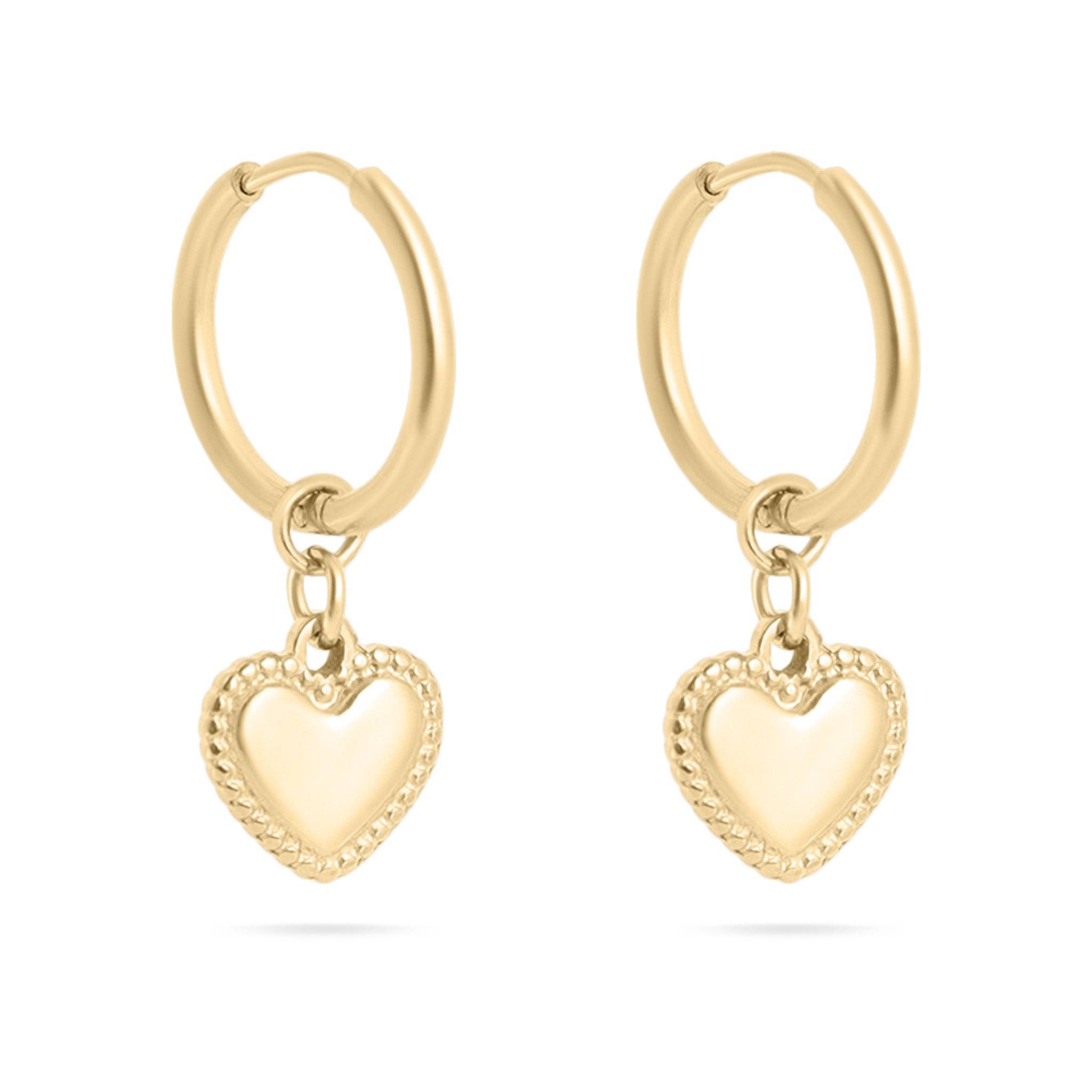 Heart Pendant Hoop Earrings