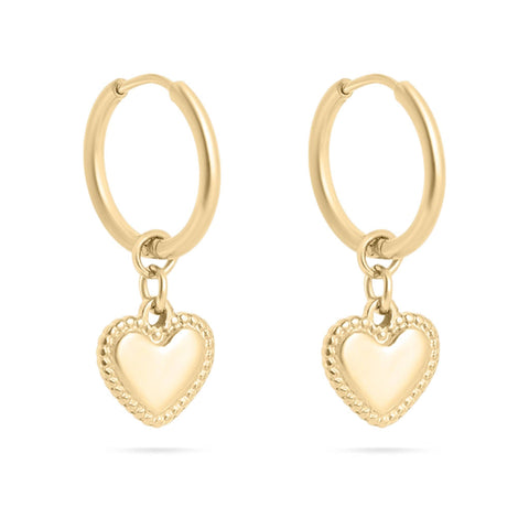 Heart Pendant Hoop Earrings