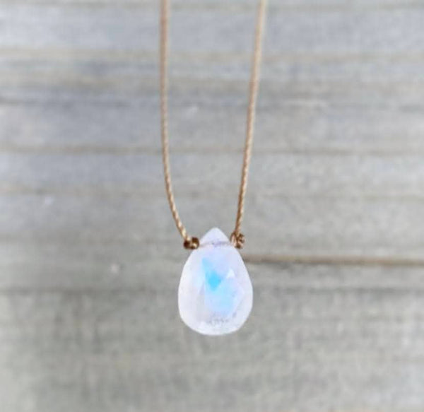 Moonstone Faceted Teardrop Necklace